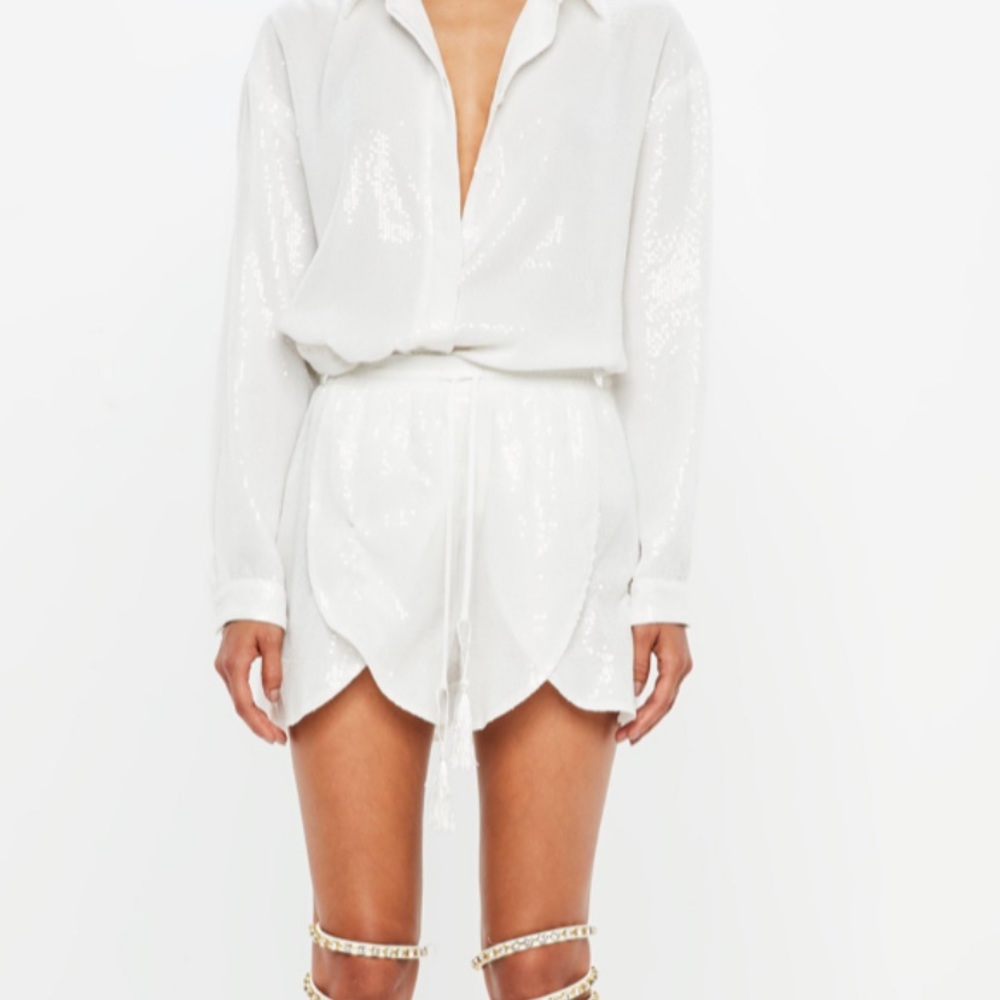 Missguided NWT Peace+Love white sequin short